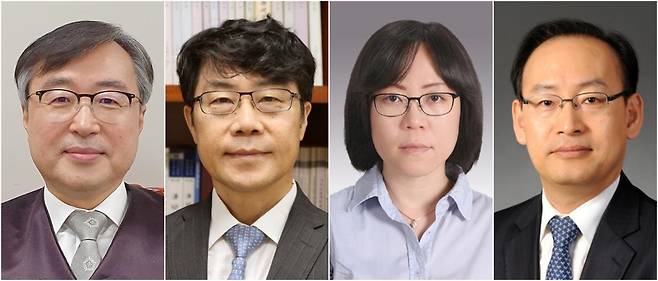 다음 달 퇴임하는 이흥구 대법관의 후임 후보로 추천된 김문관(왼쪽부터) 부산지법원장, 김성수 서울고법 부장판사, 김예영 서울남부지법 부장판사, 김정중 광주지법 부장판사 등 4명. 대법원 제공