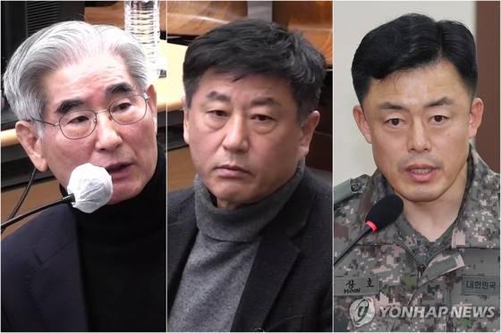 김용현 전 국방부 장관(왼쪽부터)과 노상원·문상호 전 정보사령관. 〈사진=서울중앙지방법원 제공/ 연합뉴스〉