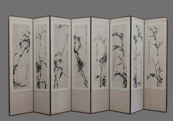 벽산 정대기 선생의 묵죽도 8폭 병풍(墨竹圖八幅屛風) 1934년 종이에 수묵 200x368cm