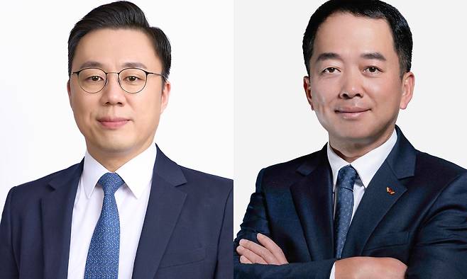 김정규 SK스퀘어 사장(왼쪽)과 한명진 전 사장. /SK스퀘어
