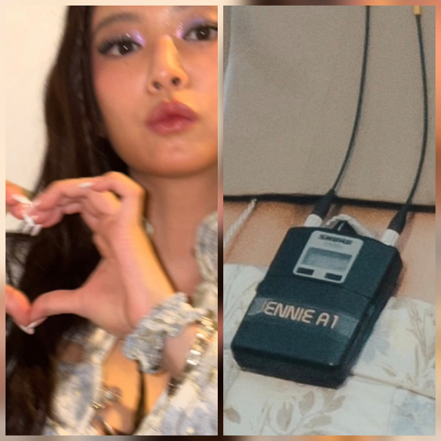 블랙핑크 제니가 일본 공연에서 눈물을 보인 다음 날, 무대 의상부터 자신의 허리에 달렸던 마이크 장비까지 지난 여정의 순간들을 직접 꺼내놨다. 사진=제니 sns