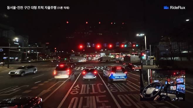 라이드플럭스 자율주행트럭의 완전 무개입 주행 실증 장면 /사진=라이드플럭스