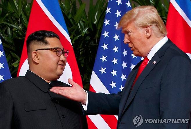 2018년 김정은 북한 국무위원장(왼쪽)과 도널드 트럼프 미국 대통령. 출처=연합뉴스