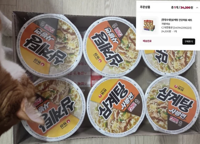 오픈런에 성공한 삼계탕 사발면과 구매 영수증. 사진=박재림 기자