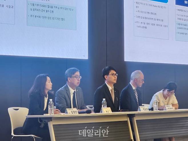 전승호 코오롱티슈진 공동 대표이사가 21일 서울 강서구 코오롱원앤온리타워 기자간담회에 참석했다. ⓒ데일리안 한보라 기자