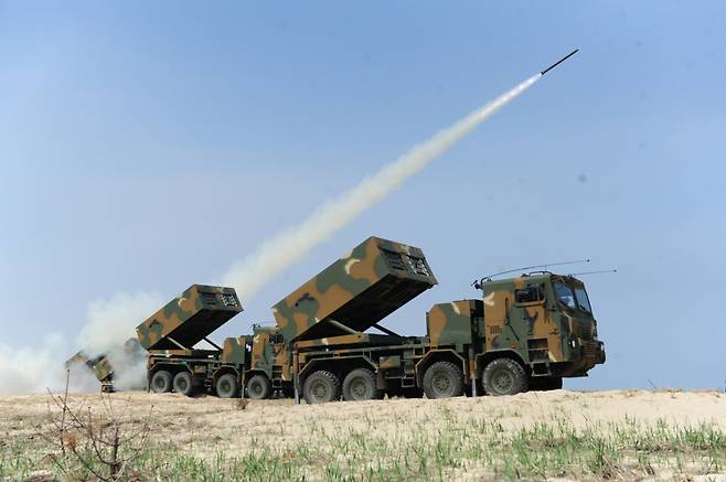한화에어로스페이스의 다연장로켓(MRLS) 천무./사진제공=한화에어로스페이스