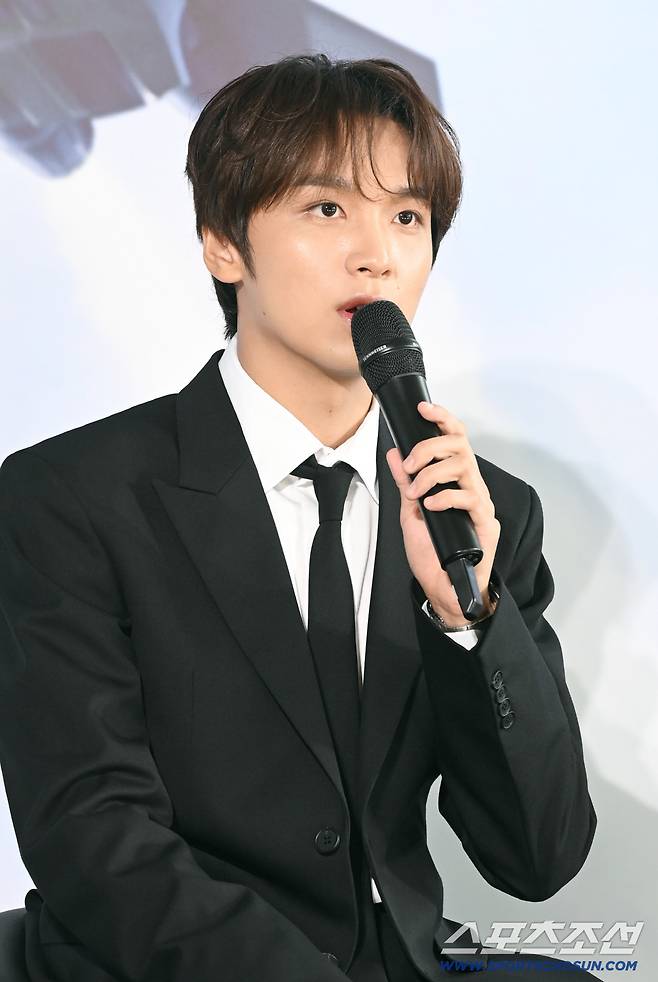 24일 서울 잠실 롯데월드타워 스카이31 컨벤션에서 열린 NCT 127 정규7집 'BLINGY' 발매 기념 기자간담회. 질문에 답하는 해찬의 모습. 잠실=허상욱 기자wook@sportschosun.com/2026.08.24/