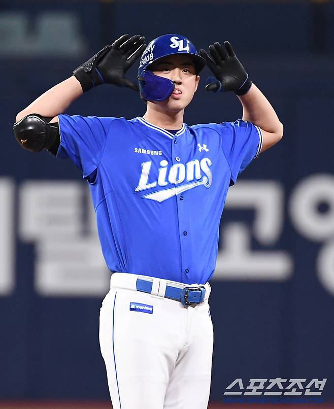 25일 서울 고척돔에서 열린 KBO리그 키움과 삼성의 경기. 8회초 2타점 2루타를 날린 삼성 구자욱. 고척=송정헌 기자songs@sportschosun.com/2026.08.25/