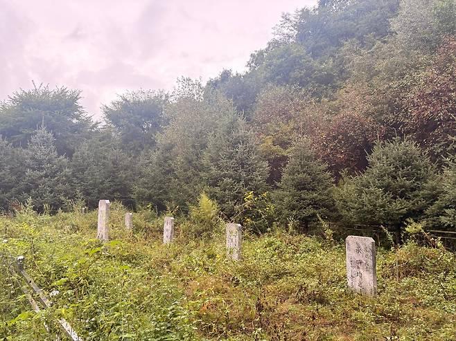 17일 국가보훈부 국외보훈사적지 답사단이 방문한 길림성 퉁화현의 배달학교 7열사 묘. 다롄·옌지=구현모 기자