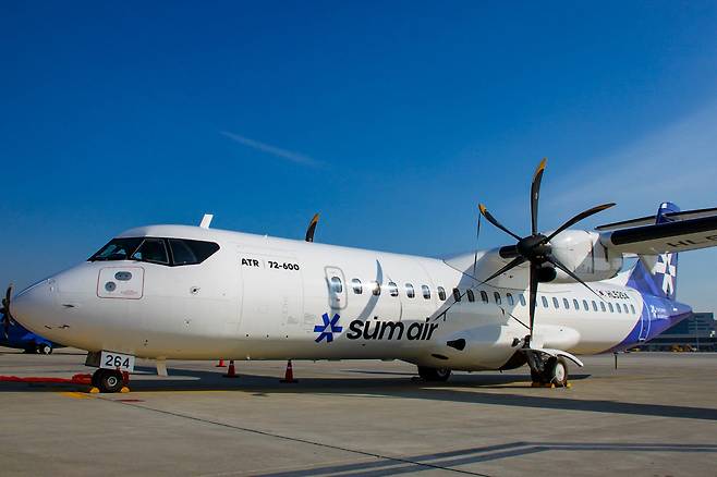 김포-사천 노선에 투입되는 섬에어 터보프롭기 ATR 72-600(사진=섬에어)