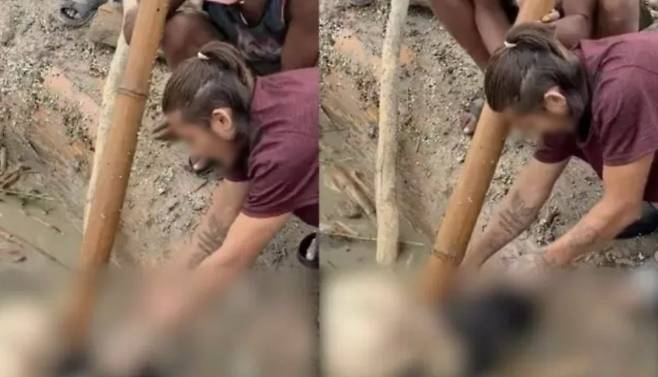 네팔에서 발생한 대홍수로 수백명이 숨진 가운데 희생자 시신에서 금귀걸이를 빼낸 남성들이 경찰에 체포됐다./사진=엑스(X·옛트위터)
