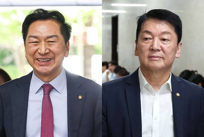 김기현 국민의힘 의원(왼쪽)과 안철수 국민의힘 의원. 뉴스1
