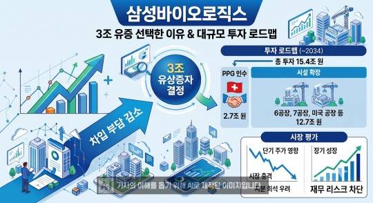 삼성바이오로직스가 3조 원 규모 유상증자를 단행했다. /사진=생성형 AI