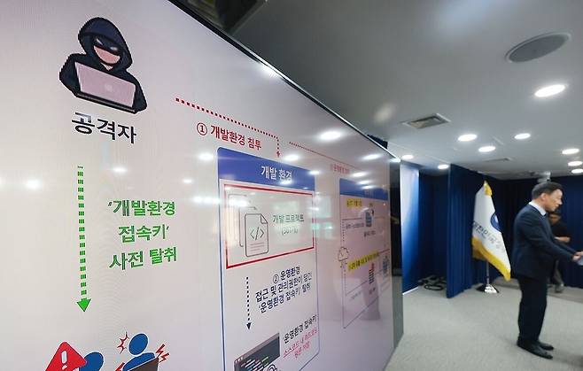 티빙 침해사고 조사 결과를 발표하고 있는 임정규 과기정통부 정보보호네트워크정책관. 연합뉴스