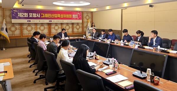 포항시는 7일 시청 중회의실에서 산·학·연·관 전문가들이 참석한 가운데 '제2회 포항시 그래핀산업육성위원회' 회의를 개최했다. 포항시 제공