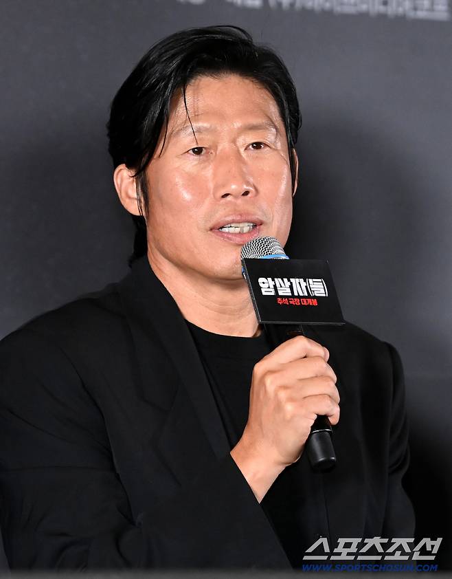 8일 메가박스 코엑스에서 열린 영화 '암살자(들)'의 언론시사회. 유해진이 질문에 답하고 있다. 허상욱 기자wook@sportschosun.com/2026.09.08/