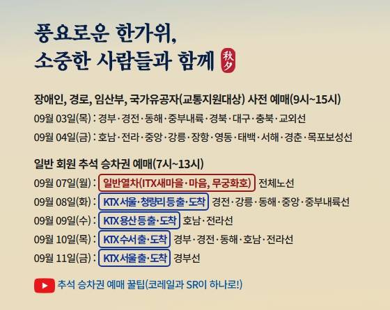 코레일 2026 추석 기차표…승차권 예매