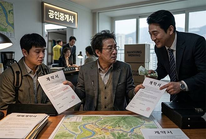 계약서를 쓰고 계약금을 받았더라도 다른 사람이 웃돈을 주겠다며 부동산을 자신에게 팔라고 하면 매도인은 고민에 빠지게 된다. AI 생성 이미지