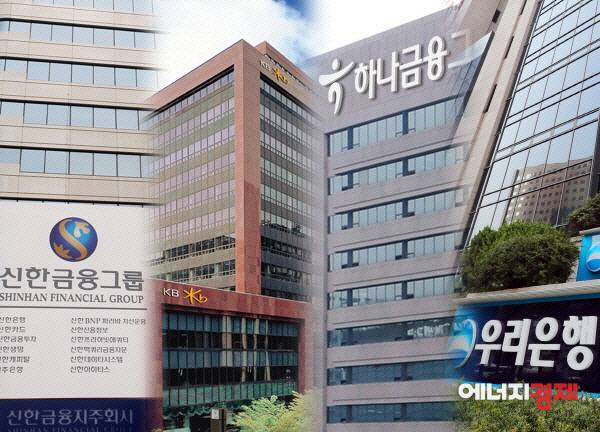 ▲신한지주, KB금융지주, 하나금융지주, 우리금융지주.