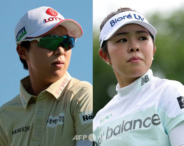 미국여자프로골프(LPGA) 투어에서 활약하는 김효주 프로, 일본의 야마시타 미유. 사진제공=ⓒAFPBBNews = News1 (사진을 무단으로 사용하지 마십시오.)