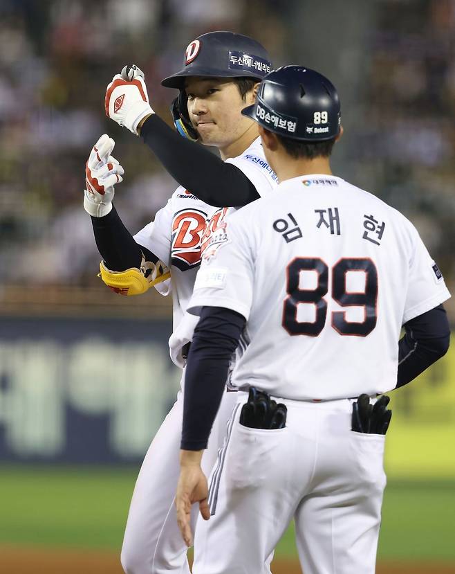 23일 잠실 KIA전에서 맹활약한 안재석. 사진 두산 베어스