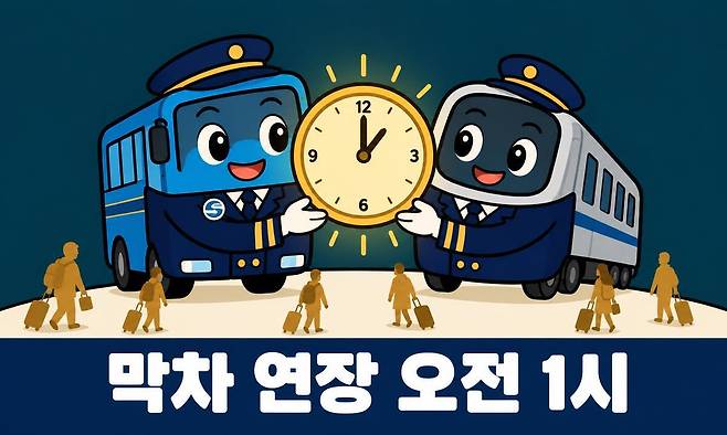 서울시가 추석 귀경 집중일인 26~27일 시내버스와 지하철 막차를 오전 1시까지 연장하고 공영주차장 61곳을 무료 개방하는 연휴 교통 편의 대책을 시행한다. 인공지능(AI) 플랫폼 ‘세계온(SEGYE.On)’으로 생성