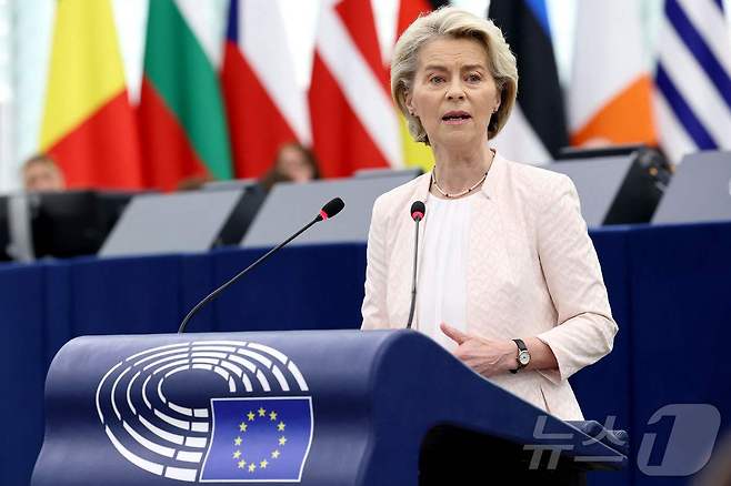 유럽연합(EU) 집행위원장 우르줄라 폰데어라이엔.2024.07.18 ⓒ AFP=뉴스1