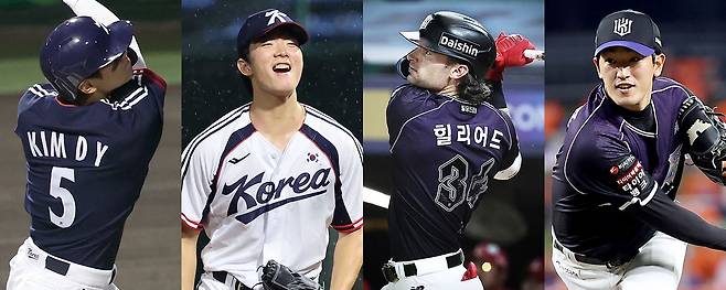 KIA 김도영, 두산 최민석, KT 힐리어드, KT 고영표(왼쪽부터)