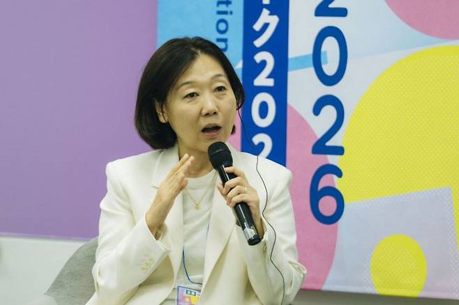 송진 한국콘텐츠진흥원 정책연구본부장이 29일 일본 도쿄에서 열린 '한·일 콘텐츠 공동제작 위크'에서 '넥스트 K(Next K)' 구상을 이야기하고 있다./한국콘텐츠진흥원 도쿄비즈니스센터.