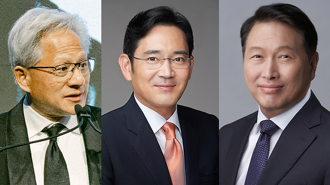 젠슨 황, 이재용, 최태원 (왼쪽부터)