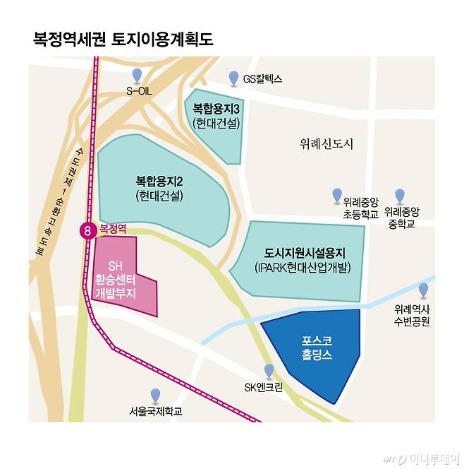 복정역세권 토지이용계획도/그래픽=김현정
