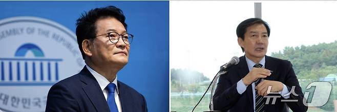 송영길 더불어민주당 의원과 조국 조국혁신당 혁신정책연구원장. ⓒ 뉴스1 유승관·박지현 기자