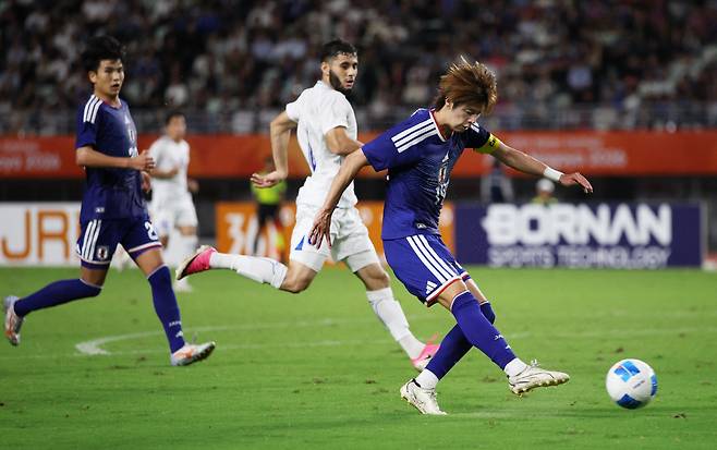 Asian Games - Aichi-Nagoya 2026 - Football Men Semi-Finals - Japan v Uzbekistan - Nagai Stadium, Osaka, Japan - September 30, 2026 Japan's Yuto Ozeki misses a chance to score REUTERS/Andrew Boyers
<저작권자(c) 연합뉴스, 무단 전재-재배포, AI 학습 및 활용 금지>