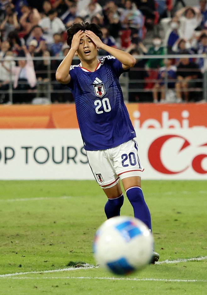 Asian Games - Aichi-Nagoya 2026 - Soccer Football - Men's Final - South Korea v Japan - Toyota Stadium, Toyota, Japan - October 3, 2026 Japan's Sena Ishibashi reacts after a missed chance REUTERS/Andrew Boyers
<저작권자(c) 연합뉴스, 무단 전재-재배포, AI 학습 및 활용 금지>