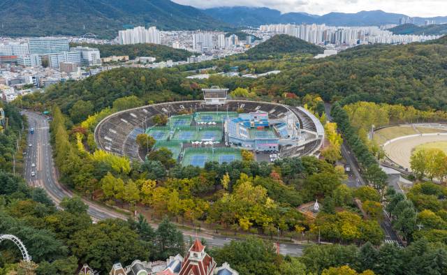 13일 대구 달서구 두류공원 유니버시아드테니스장 일대 모습. 대구시가 추진하는 2만석 규모