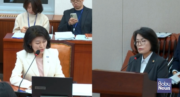 12일 국회 교육위원회 국정감사에서 국회 교육의원회 소속 강경숙 조국혁신당(비례) 의원이 조용남 한국영유아보육교육진흥원장에게 질의하고 있다. ⓒ국회인터넷의사중계시스템