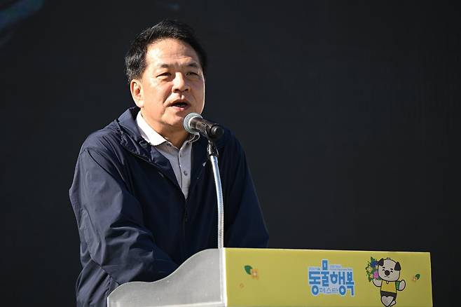이성철 한국일보 사장이 축사를 하고 있다. 박시몬 기자