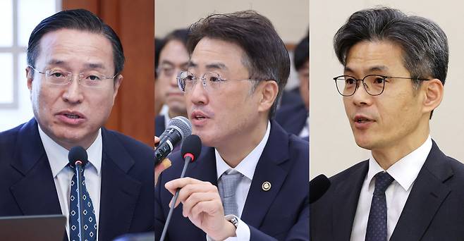 왼쪽부터 이정현 공소청 차장검사, 이진수 법무부 장관 직무대행, 박철우 서울중앙지방공소청장이 공소청 초대 검찰총장 후보로 거론된다./뉴스1, 뉴시스