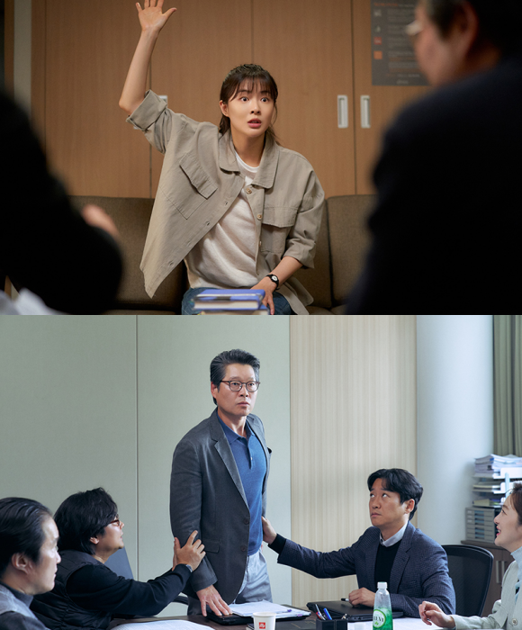 배우 이선빈(위쪽)과 유재명의 '수능, 출제의 비밀'은 대한민국 2급 국가기밀인 수능 출제를 위해 40일간 봉인되는 출제 본부에 얼떨결에 합류하게 된 지방 소도시 국어 교사 맹보람(이선빈 분)이 오탈자도 시비도 없는 '문제없는 문제'를 만들어내기 위해 좌충우돌하는 미션 코미디를 그린 작품이다. /㈜바이포엠스튜디오
