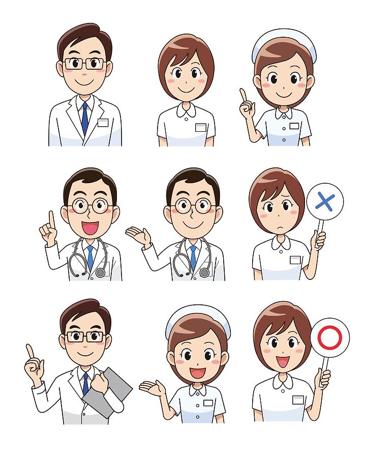 클립아트 병원 의사 간호사 캐릭터 클립아트 이미지 Ai파일 Png파일