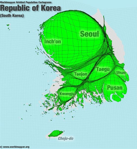 카토그램(Cartogram) - 선거 결과 지도를 효과적으로 나타내는 방법