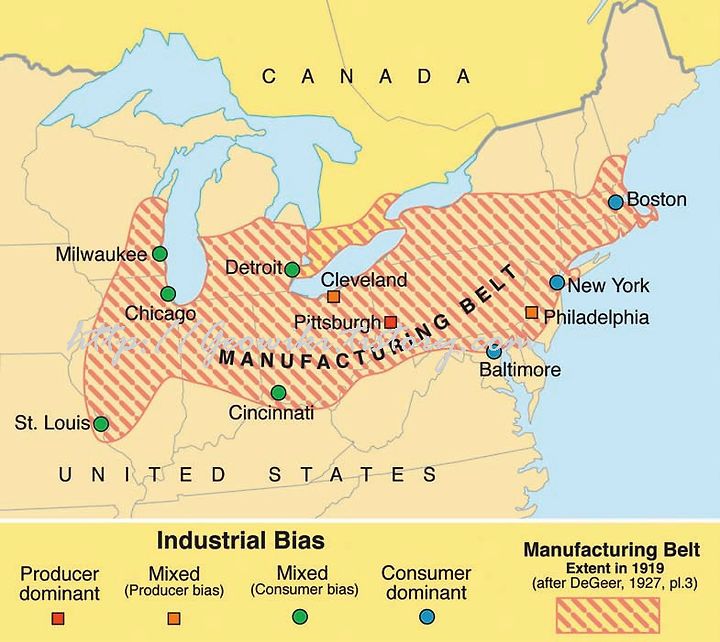 Where Is The North American Manufacturing Belt Located - Belt Poster