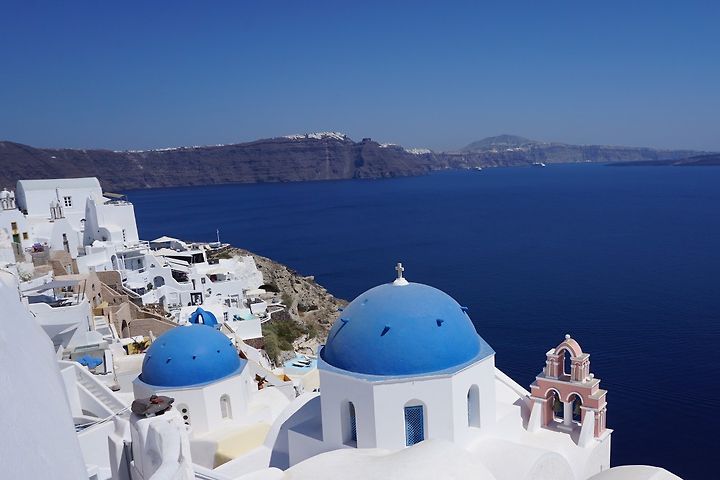 그리스|산토리니] 산토리니에서 가장 아름다운 이아 마을 (이아 석양, 노을, 파랑 지붕 교회, 버스, 수영장 카페, 구글지도 링크)