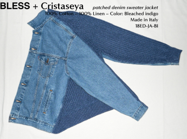 bless X cristaseya patched denim knit cardigan