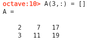 [MATLAB] 3x3 행렬에서 한 행을 삭제하기