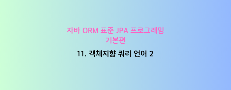 [자바 ORM 표준 JPA 프로그래밍 - 기본편] 11. 객체지향 쿼리 언어 2