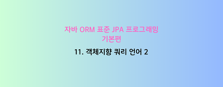 [자바 ORM 표준 JPA 프로그래밍 - 기본편] 11. 객체지향 쿼리 언어 2