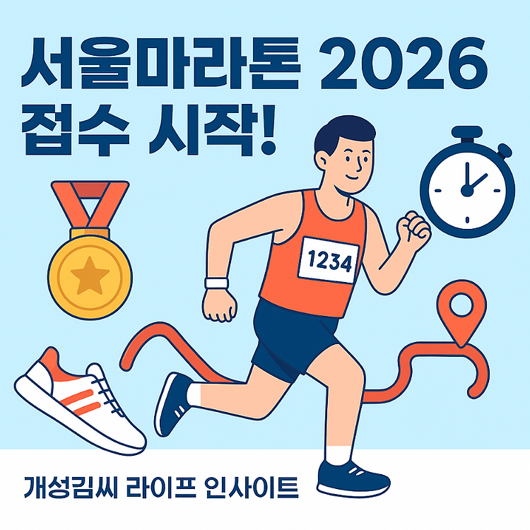 서울마라톤 2026 참가 접수 시작! 풀코스·10km 신청 가이드 총정리 주제 시각자료