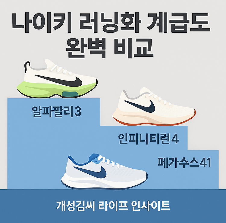 나이키 러닝화 계급도 비교｜알파플라이3·페가수스41·인피니티런4 차이 총정리 주제 시각자료