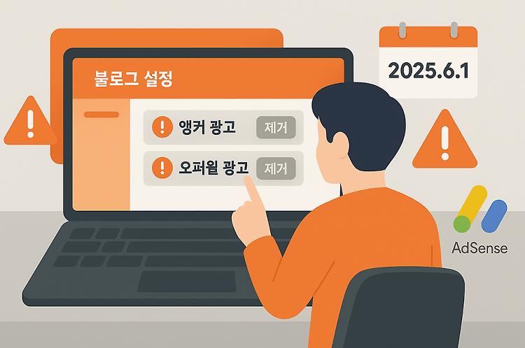 티스토리 애드센스 광고 정책 2025 전면 개편｜앵커·오퍼월 광고 삭제 가이드 주제 시각자료